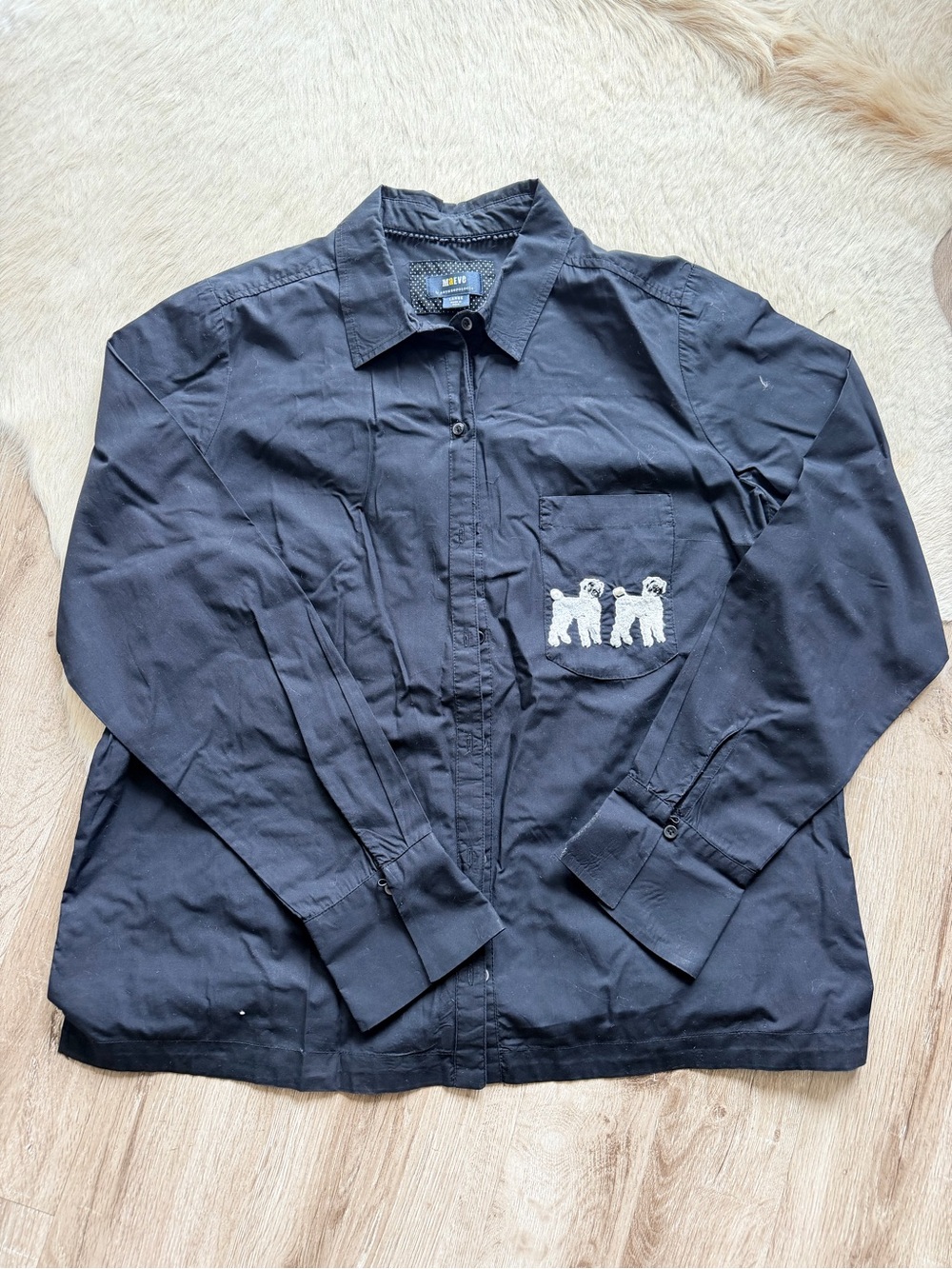 Maeve (Anthropologie) Button-Up Jacket with Embroidered Dogs
